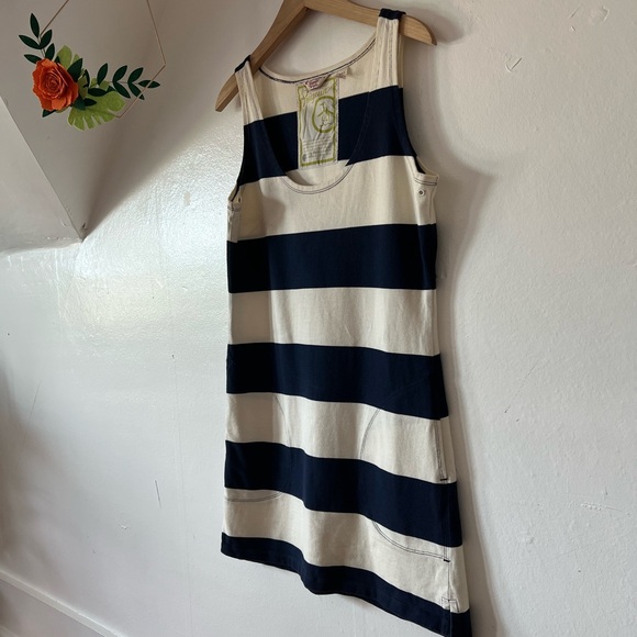 VTG Penguin beach coverup S mini dress big stripes pockets grommets early 2000s - Picture 4 of 10